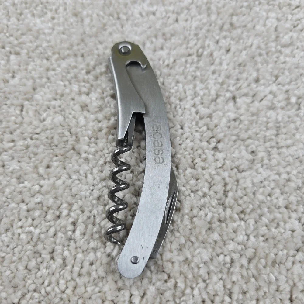 Vacasa Wine Bottle Opener Silver Stainless Steel‎ Waiters Corkscrew Foil Cutter